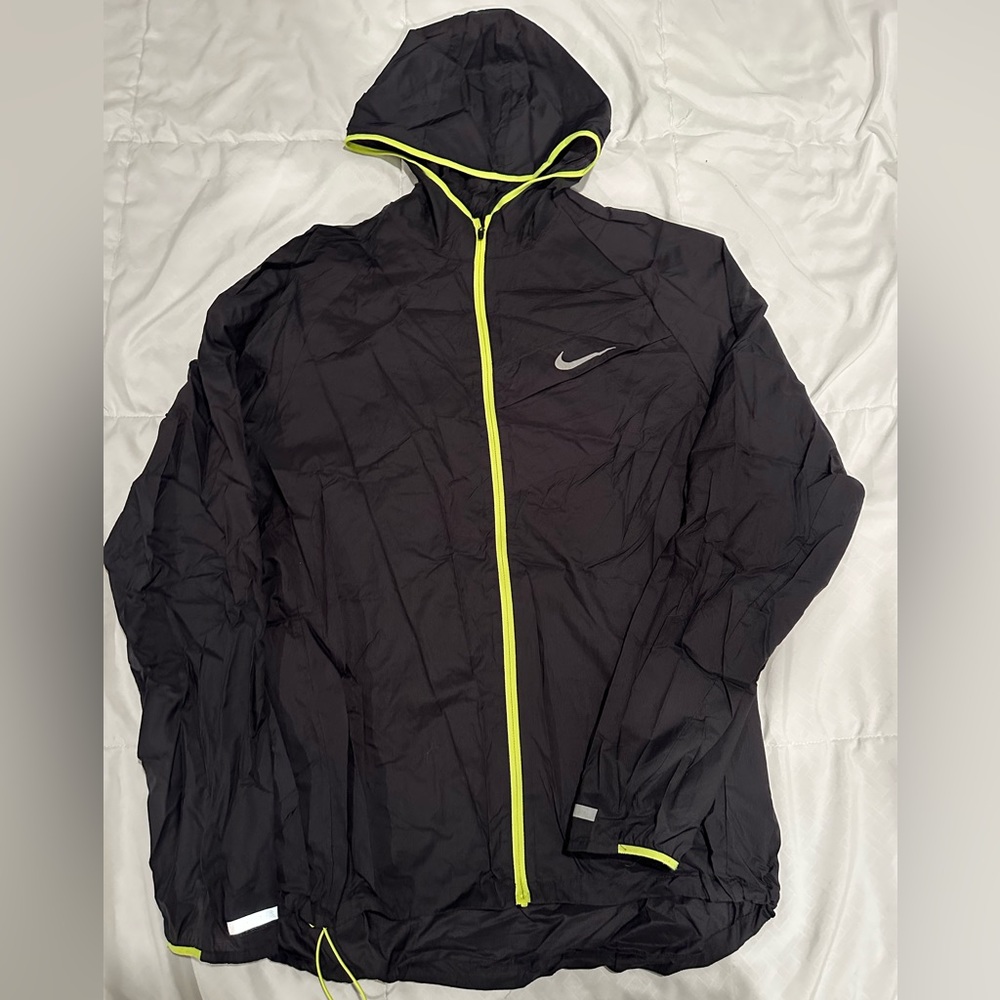 Nike, Large, Black and Neon Green, Full Zip, Running Wind Breaker